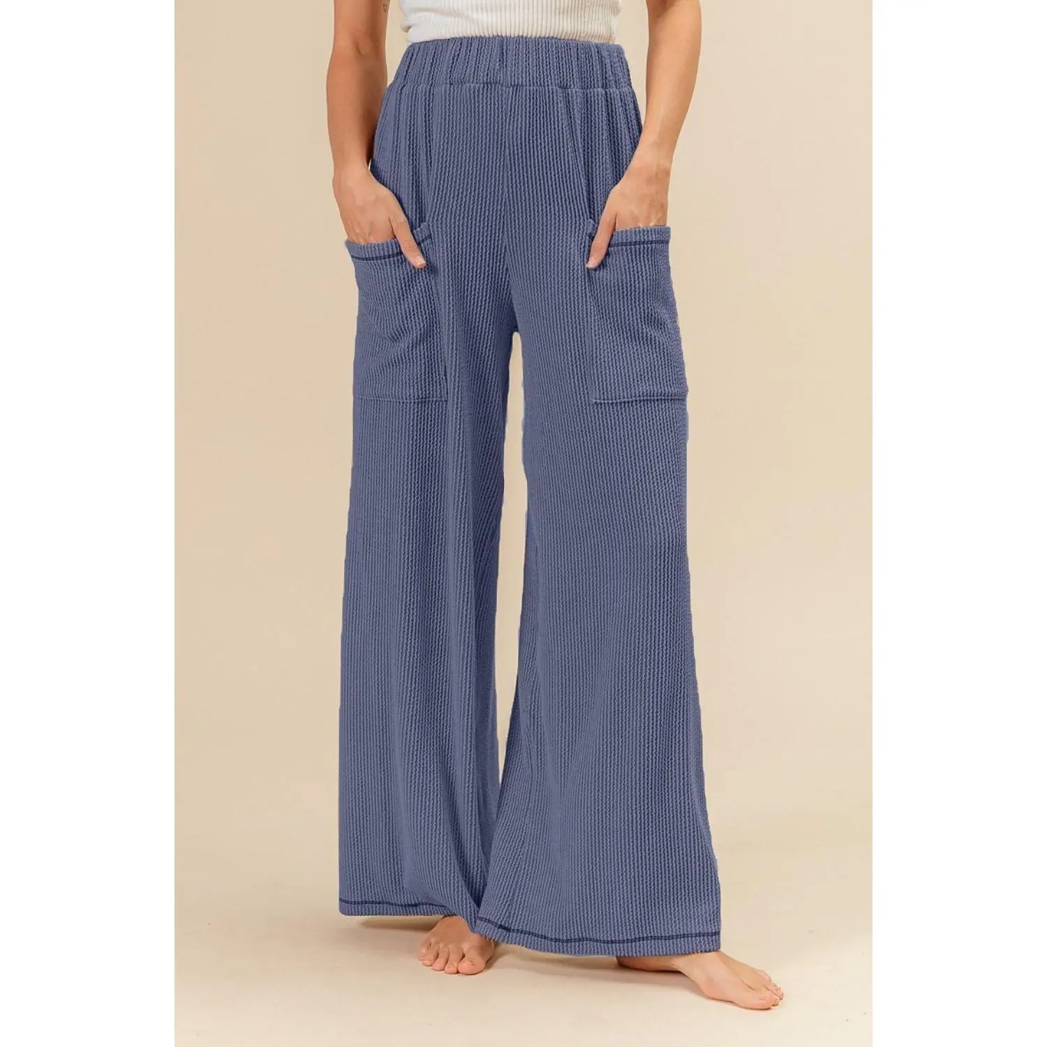BiBi 2tone Cord Rib Waist Band Side Pocket Pants