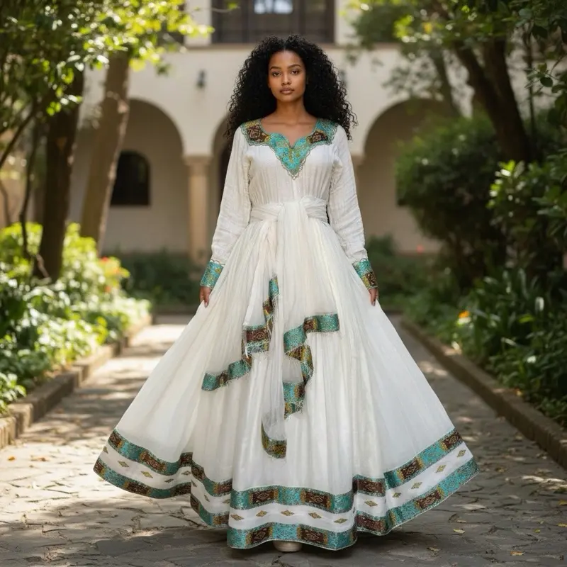 Ethiopian & Eritrean traditional dress Habsha dress እጅ ጥልፉ