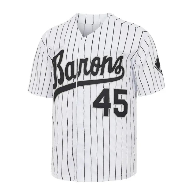 Men's Pinstripe Baseball Jersey with #45 Sewn Embroidery, High-Quality Hip-Hop Loose-Fit Breathable Athletic Top, Professional Sports Clothing