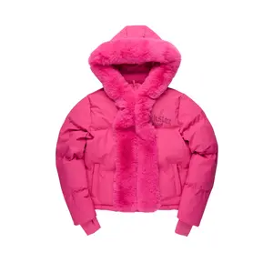 Dontaisha Hot Pink Puffer Jacket With Fur Trim