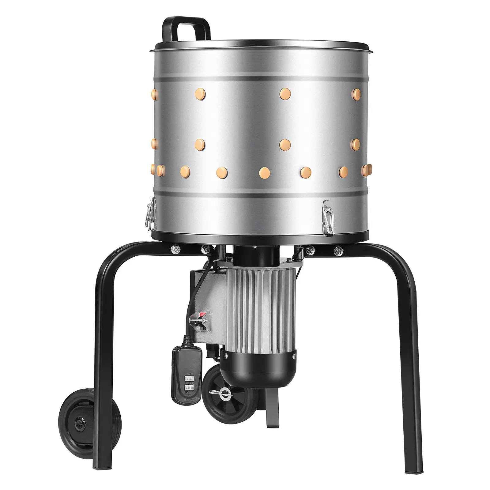 【SummerFinds】VEVOR Electric Chicken Plucker Machine, 15.7in Compact Stainless Steel Drum, 550W Motor (4.7A, 275RPM), 114 Soft Fingers, Transport Wheels, Durable Feather Remover for 1-2 Chicks Processing at Once, Water, Easy Mobility, Corded