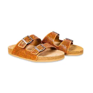 Women's Sunflower Western Hand-Tooled Leather Sandals