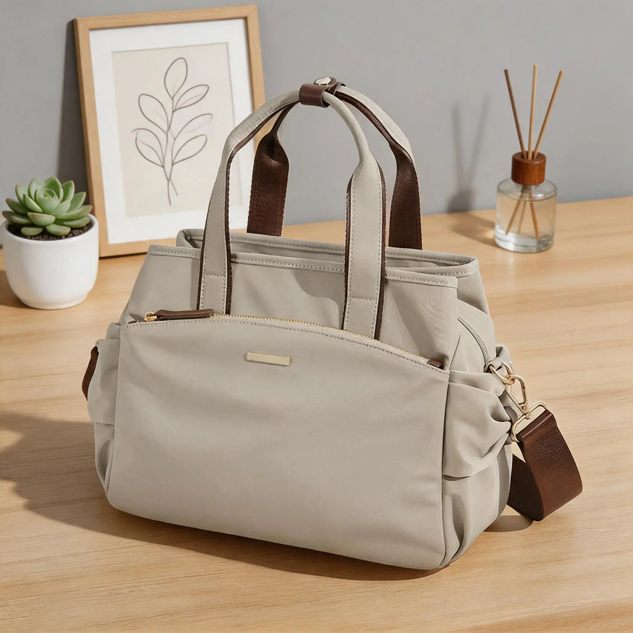Women's Waterproof Canvas Tote Bag, Crossbody / Handbag 2-in-1, Large Capacity Multi-Layer Organizer Bag, Fashion Casual Commute Handbag Travel Crossbody Bag Lightweight Work Commute Handbag Adjustable Strap Casual Satchel Organizer Purse Gift for Her