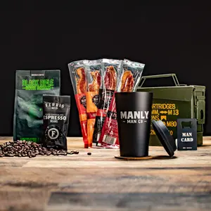 Coffee & Bacon Ammo Can Gift Basket - Personalized Storage Contianer, featuring Chocolate Espresso Beans Packaged with Flavor