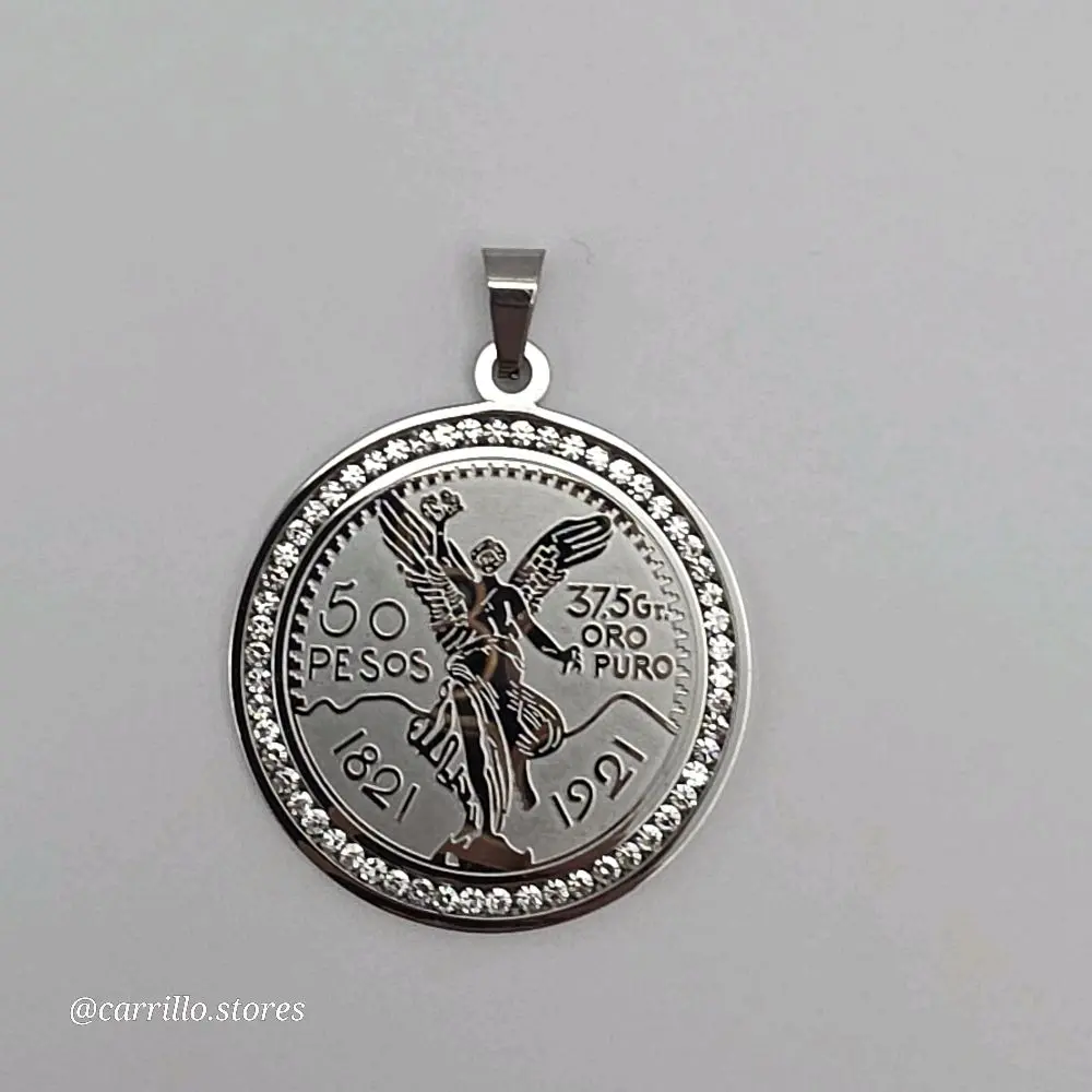 NEW CENTENARIO  double face Stainless steel   clear stone's PENDANT ONLY see the measurements in the pictures