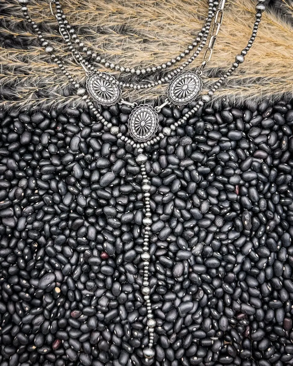 Briarwick 4-Strand Concho Lariat Beaded Necklace Set, Fashion Costume Jewelry Accessory