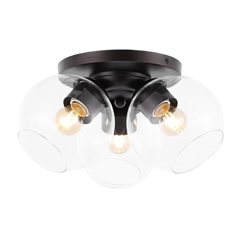 JONATHAN Y Iris Farmhouse Rustic Iron-Glass LED Semi Flush Mount Light Fixture with LED Bulbs, Minimalist-Modern Ceiling Light for Modern Style Home Decor, Living Room
