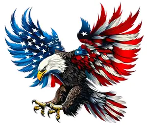 American Flag Bald Eagle Red White Blue Patriotic Decals, Laptop Water Bottle Decal Sticker