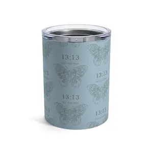 Blue Tumbler 10oz, Angel Number 1313 Face Your Fears, Numerology Gift, Positive Energy Cup, Manifestation Gift, Law of Attraction Gift