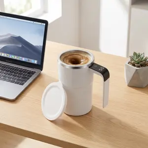 Smart Coffee Cup, Automatic Self-Stirring Coffee Mug - USB Rechargeable Electric Mixing Cup for Coffee, Protein Shakes, Hot Cocoa - Perfect Gift (Black/White)
