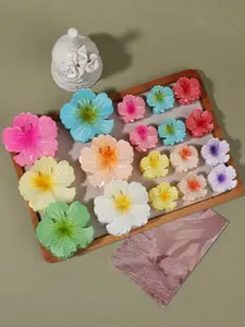 9pcs set of random gradient candy color shell flower hair clip, translucent shark clip, fashion casual style, sweet hair accessories for ladies holiday beach Hairpins