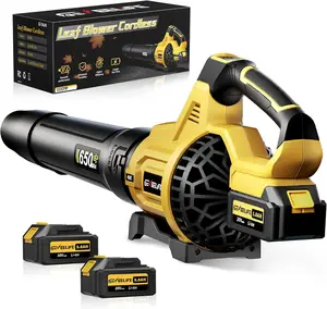 GEVEELIFE Leaf Blower Cordless, 650CFM & 3 Speed Levels, Electric Cordless Leaf Blower with 2 * 5.0Ah Battery Powered, Blowers for Lawn Care, Yard, Blowing Leaves, Dust, Snow,FathersDayGift