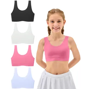 Sascina First Training Bra for Girls 7-8, 8-10, 10-12 Seamless Bras for Girls Sports Bras Comfortable- No Pads, Chest Double Lined