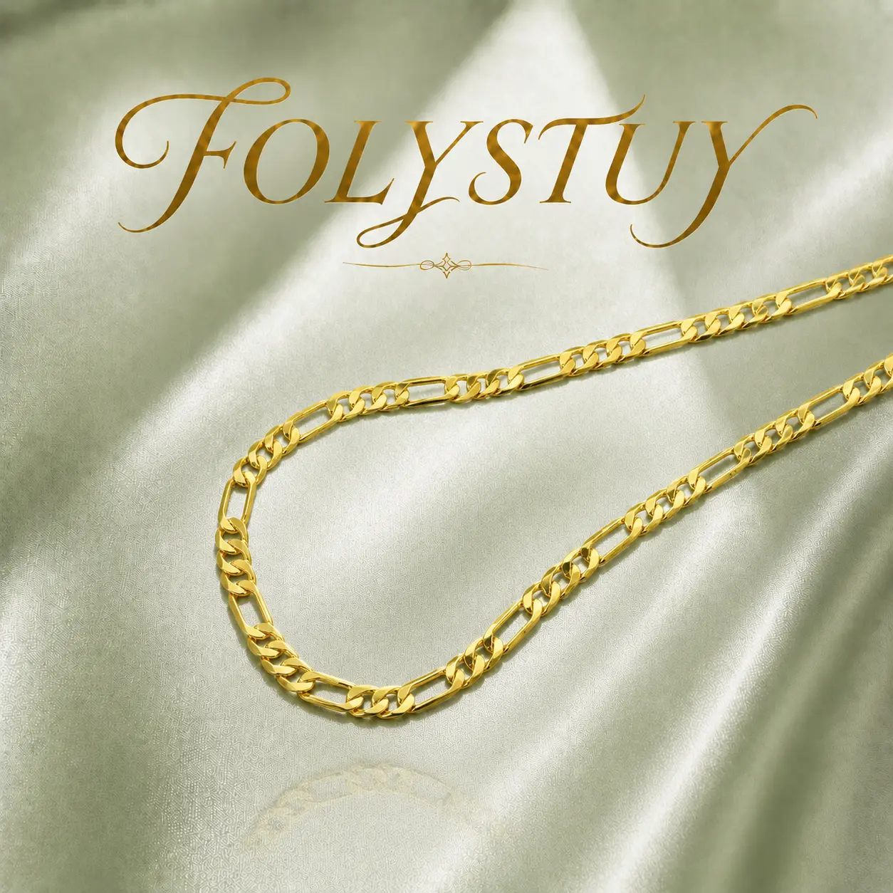 [FOLYSTUY (Y128)] Classic Alternating Figaro Chain Necklace Elegant Figaro Link Chain for Minimalist & Edgy Style