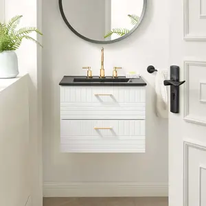 Modway Daybreak 24" Bathroom Vanity in White Black