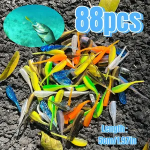 88pcs colorful fishing lures soft bait set suitable for freshwater and seawater outdoor fishing accessories Fishing Lure Kit 5cm/ 1.97in baits for catching striped bass and perch.