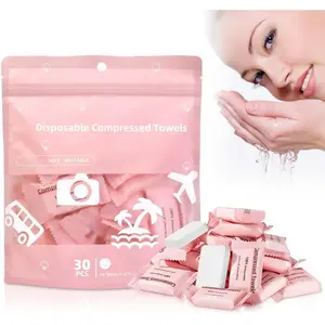 Disposable Compressed Towel Tablets - Facial Towels for Travel, Camping & Hiking - 1 Pack, 30 Counts