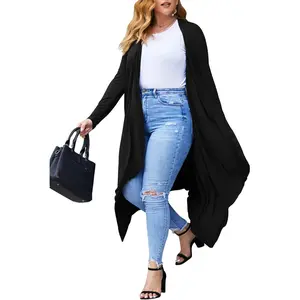 Women's Plus Size Cardigan Long Sleeve Open Front Drape Cardigans Lightweight Long Duster（L-5XL）Gift