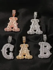 Initials Letter Pendant Necklace Rhinestone Decor Chain Hip Hop Jewelry Party Daily Trendy All-match Exquisite Birthday Gift Adjustable Wear Modern Look Glamorous Style Charming Classy Sophisticated Timeless