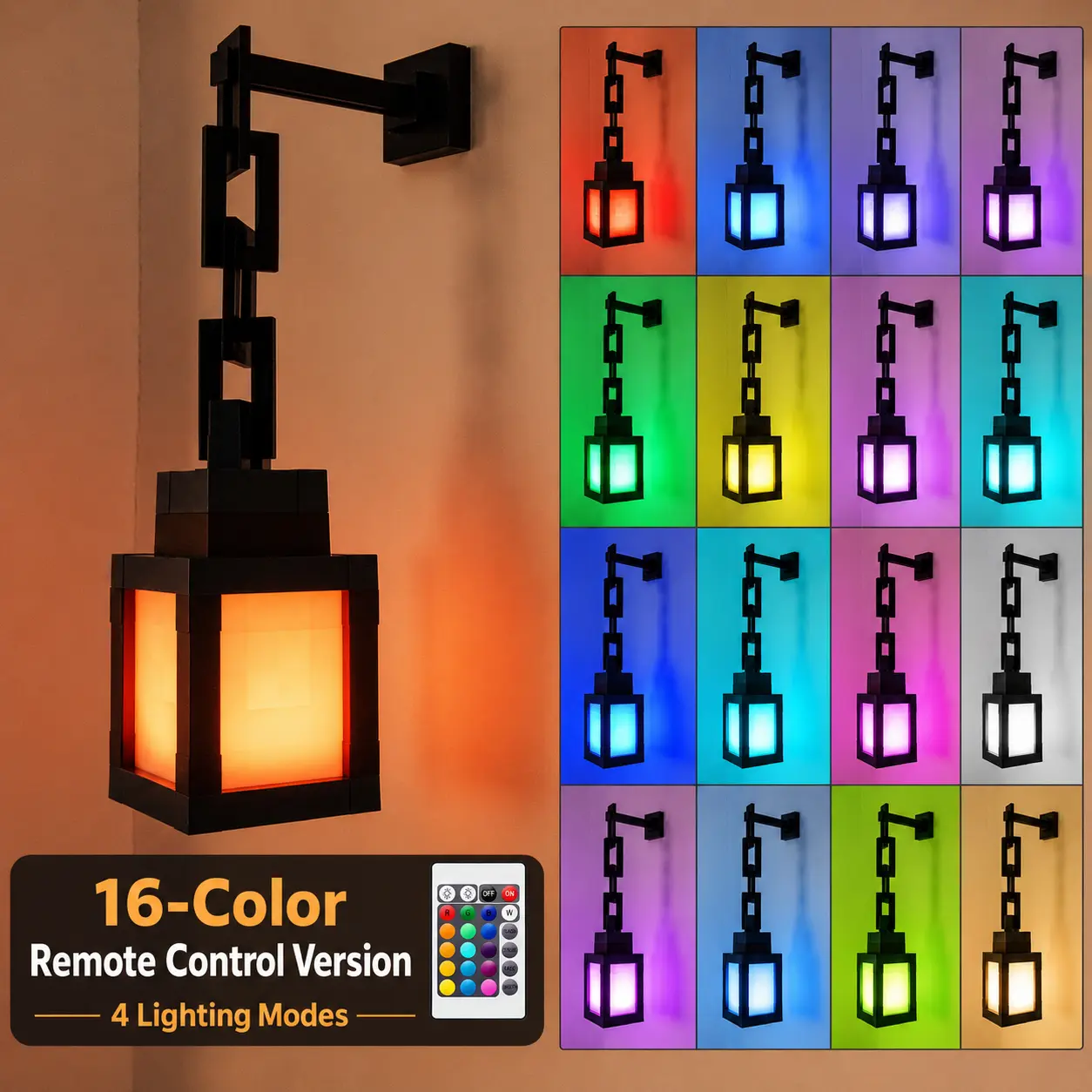 Pixel LED Wall Lamp, RGB Color Changing Night Light with Remote Control, Retro Gaming Room Decor, Rechargeable Mood Light for Bedroom, Desk Setup & Gift Ideas