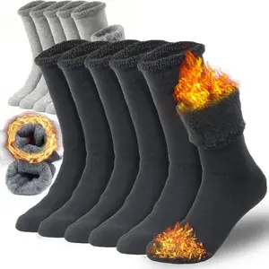 3 Pairs Mens Heavy Duty Thermal Boot Socks Winter Warm Insulated Heated Cotton Wool Work Crew Thick Warm Socks Size 7-12 Menswear Socks