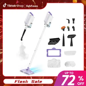 [FebFaves]Steam Mop 12-in-1 Floor Cleaner with Detachable Handheld Steamer for Walls, Grout, Floors, Tiles, Carpets & Grease. Includes Multi-Function Accessories Cleaning Tools Cleaning Set