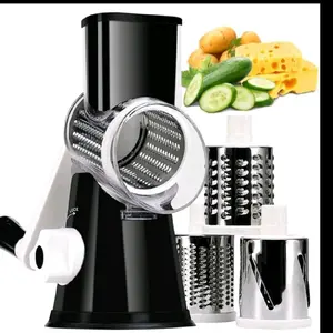 Geedel Rotary Cheese Grater with 3 Interchangeable Blades, Ergonomic Rotary Handle, Easy to Clean, BPA-Free, Size 6.3 x 5.3 x 4.5 inches, Weight 0.8 lbs Kitchen Slicer