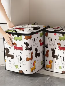 Cute Dog Print Blanket Storage Bag, Durable Material with Easy Carry Handle, Ideal for Bed and Toy Organization, Perfect for All Seasons
