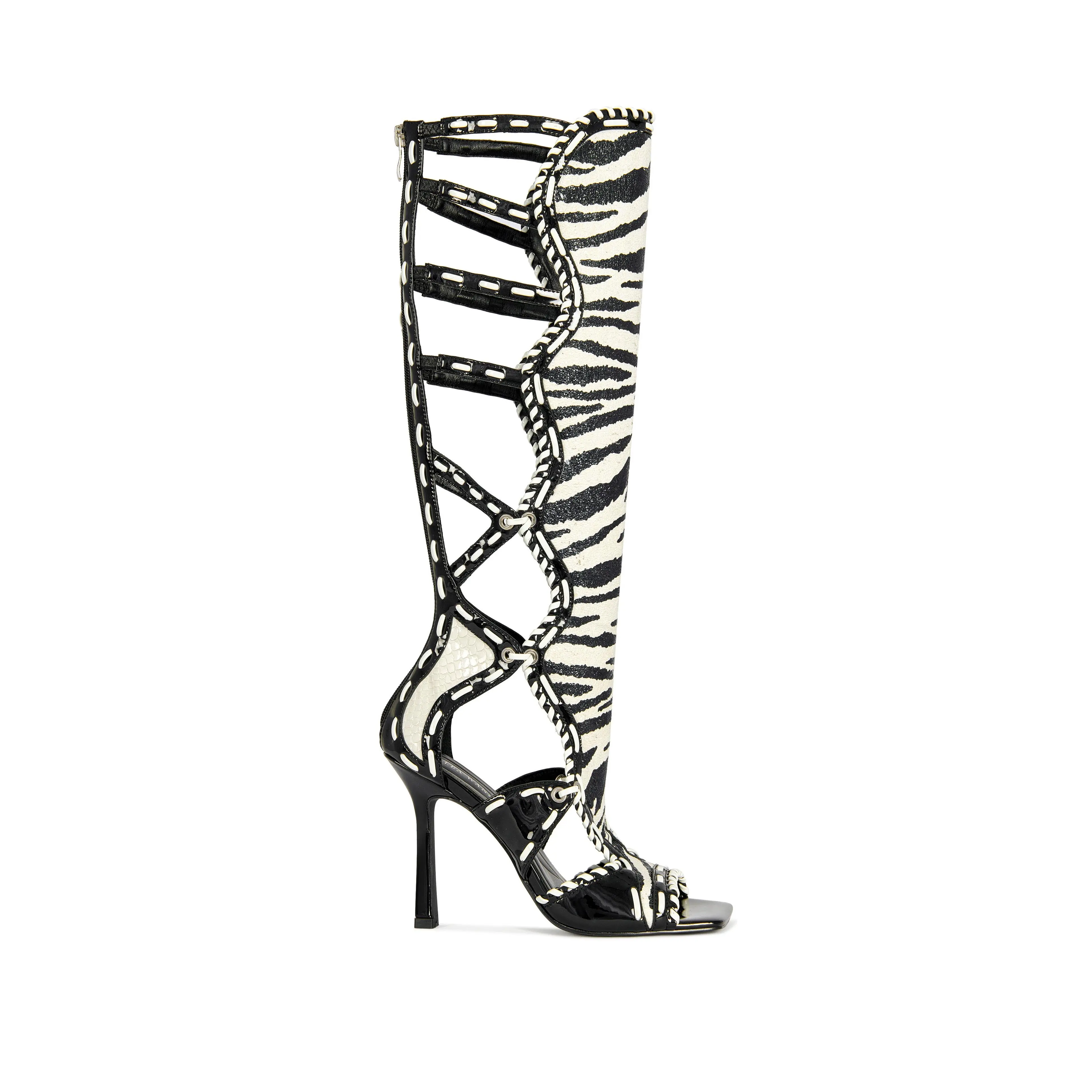 INDRANIHIGH-ZEBRA GLADIATOR STILETTO SANDAL BOOT