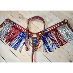 American Flag Crystal Studded Fringe Tack Set