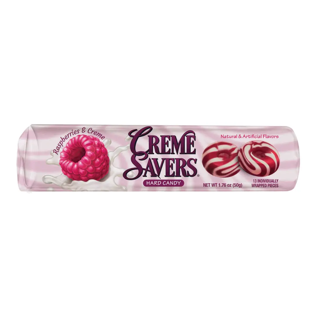 Raspberry & Creamy Sweet Crème Savers Hard Candy Roll, Delicious Snack Treat