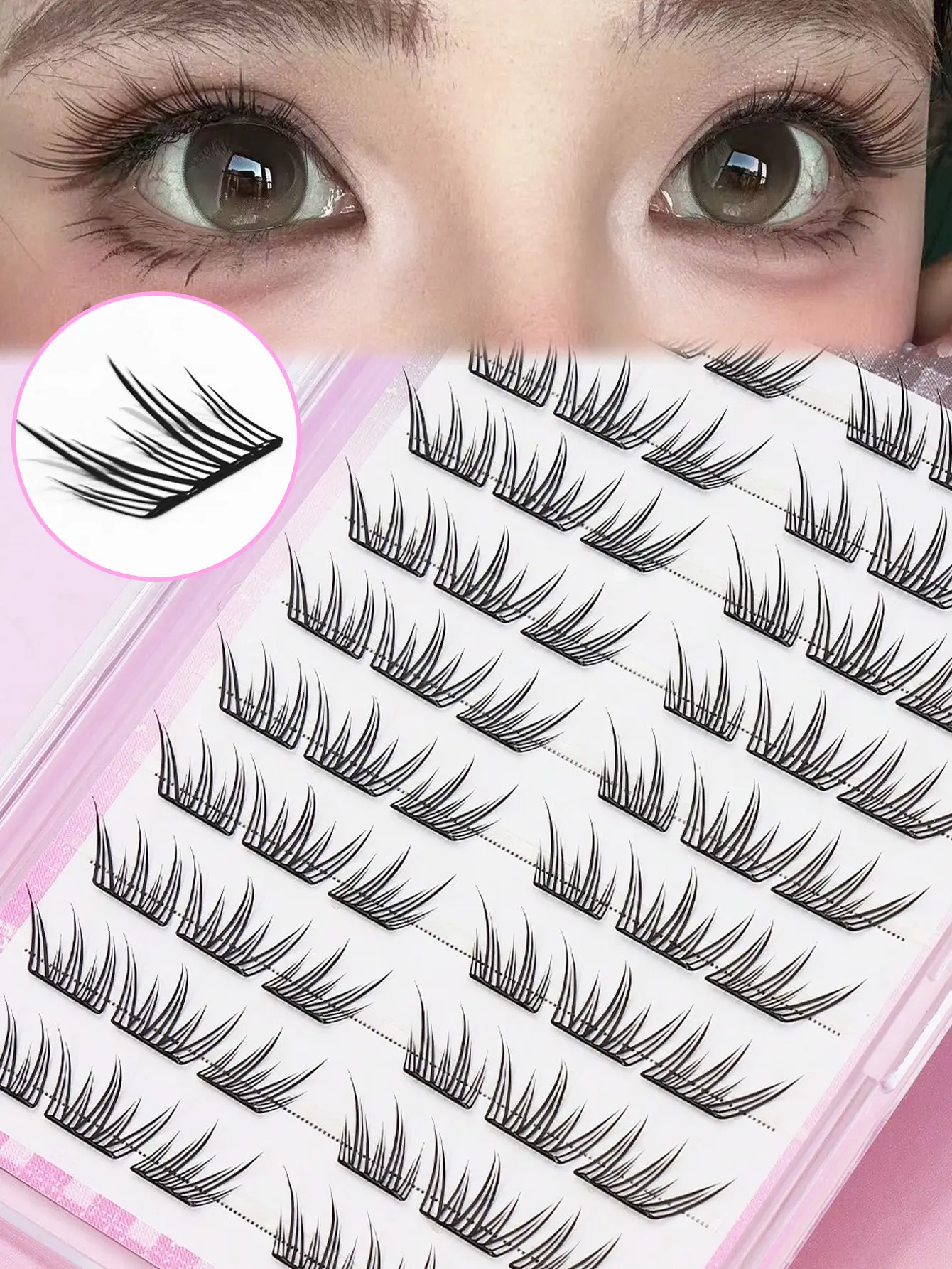 120 clusters self-adhesive lash fans, no glue or remover needed; fluffy fox eye lashes, mixed lengths 8–16 mm kit; no glue needed for fluffy DIY individual lash extensions; pre-glued lash fans for natural lash extensions; C curl sunflower lash fans.