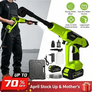 Cordless 21V Portable Power Washer, 200W High Pressure Water Cleaner with 13000mAh Rechargeable Battery, Equipped with Adjustable 6-in-1 Nozzle and Foam Bottle, Lightweight and Convenient for Outdoor Cleaning, Cars, Bikes, Floors and Home Use