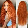 ROZILO 30 Inch 13x6 Orange Ginger Wig Human Hair 13x6 HD Deep Wave Lace Front Wigs Pre Plucked With Baby Hair Glueless Deep Curly Frontal Wig 350 Color SummerVibes