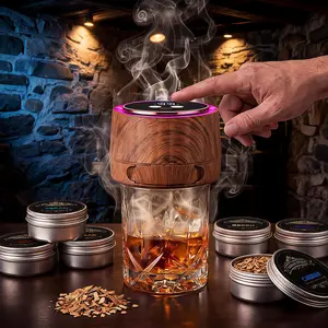 Electric Whiskey Smoker Device Kit - Infuser with 6 Wood Chip Flavors, Electric Smoke Maker for Old Fashioned, Bar & Home Use rechargeable cocktail smoker kit Father's Day Gifts
