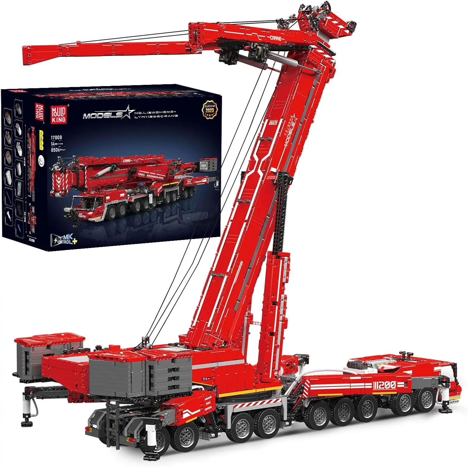 Mould King 17008 LTM11200 Unisex Heavy Duty Crane Truck Brick Model Building Kit, APP Programmable Construction Vehicle Set, 8,506 Easy-to-Assemble Building Blocks Toy for Kids/Adults