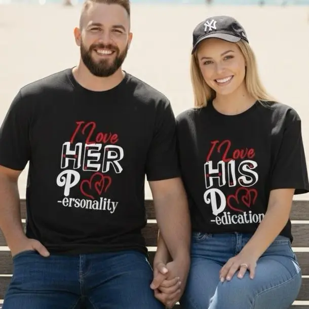 Funny Couple Matching Shirts Camisetas Parejas Divertidas I Love Her His Prank Gift Viral Valentine Set para Él y Ella Unisex Graphic Tee Couple Humor Relationship Shirts Regalo Pareja San Valentin Broma Meme Outfit Casual Streetwear