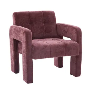 Modern Accent Chair Chenille Fabric Upholstered Armchair Comfy Single Chair for Living Room Lounge Bedroom Office