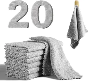 20 Pack Super Absorbent Dish Cloths Coral Velvet Microfiber Kitchen Towels Lint-Free Nonstick Oil Reusable Washable Fast Drying Rags 9.84"x9.84" Multipurpose Cleaning Dishcloths for Dishes Countertops