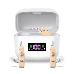 Foahinio Rechargeable BTE LED Display Hearing Aids, Comfortable Noise-Canceling Healthcare Equipment for Seniors
