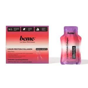BeMe Liquid Protein Collagen Shot with BODYBALANCE Hydrolyzed Collagen Peptides – Apple Flavor Collagen Drink Supplement for Lean Muscle Growth & Post-Workout Recovery - 50 ml x 15 Liquid Sachets