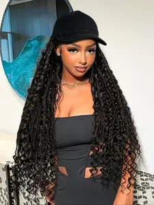28/30 Inch Long Braided Hair Wigs with Baseball Cap, Gorgeous Fluffy Curly Wigs for Women, Synthetic Full Machine Made Wigs for Party, Daily Use, Synthetic Braids