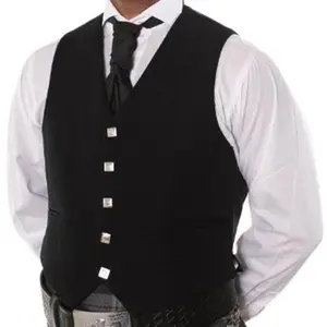 Argyle Waist Coat Vest Scottish Kilt Vest Black Watch 5 Buttons Vest Menswear Tropical Wool Acrylic Outfit Sleeveless Dress