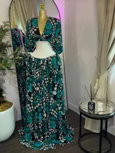 PULKRITU Elegant Women's Polka Dot Floral Print Dress, Drawstring Adjustable Batwing Sleeve Long Maxi Dress, Casual Holiday Party Valentine's Day Gown，Maxi Dress Vacation Party Long Dresses Vestidos Spring