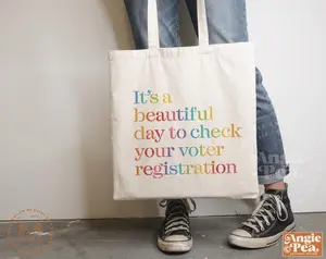 Voter Registration, Voter Canvassing, Poll Worker Gift, Kamala Harris Merch Tote Bag, It'S A Beautiful Day To Check Your Voter Registration!