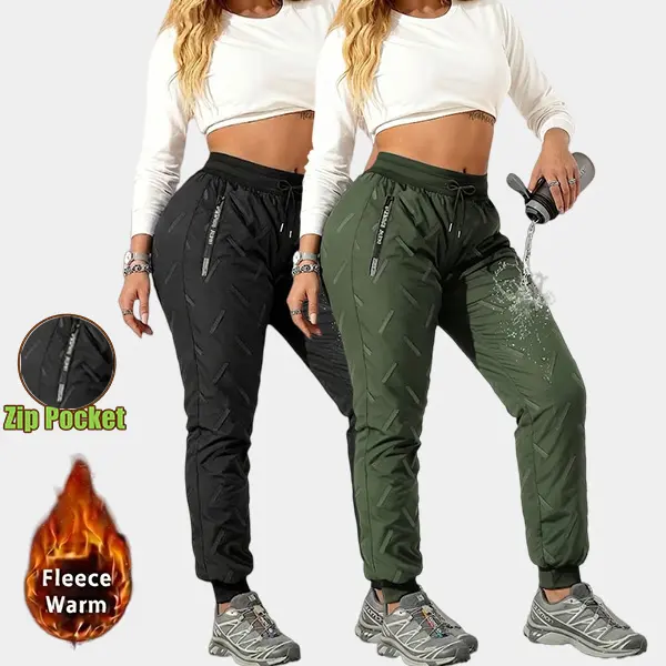 2-Pack Women’s Fleece-Lined Winter Pants | Waterproof Thermal Warm Joggers | Slim-Fit Insulated Cold-Weather Pants for Outdoor Hiking, Skiing & Everyday Wear | Not Bulky, Fits All Body Types — Women’s Clothing