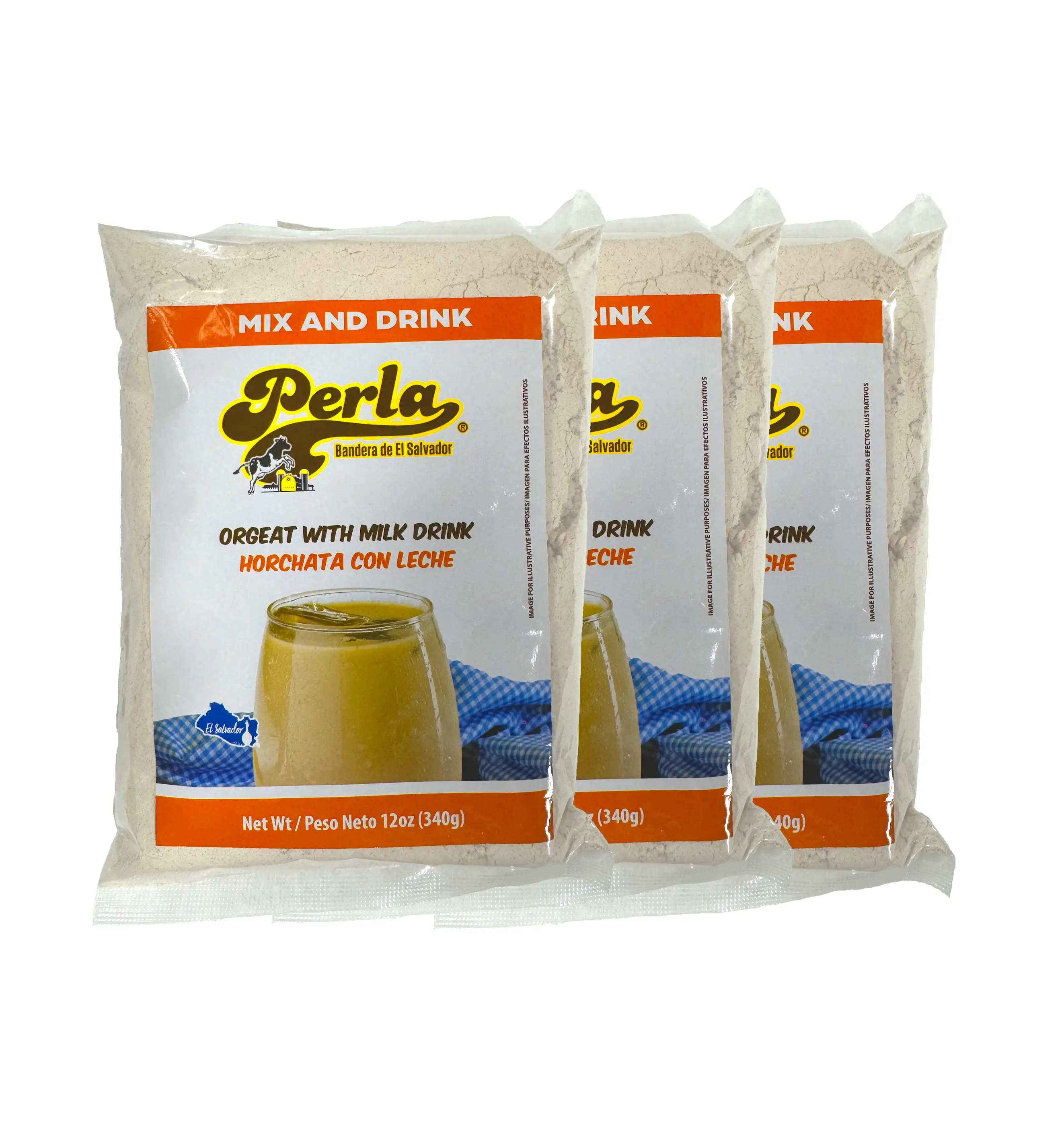 Perla Traditional Nuts and Seeds Orgeat Milk Drink Mix - Horchata con Leche, 12 oz, Pack of 3