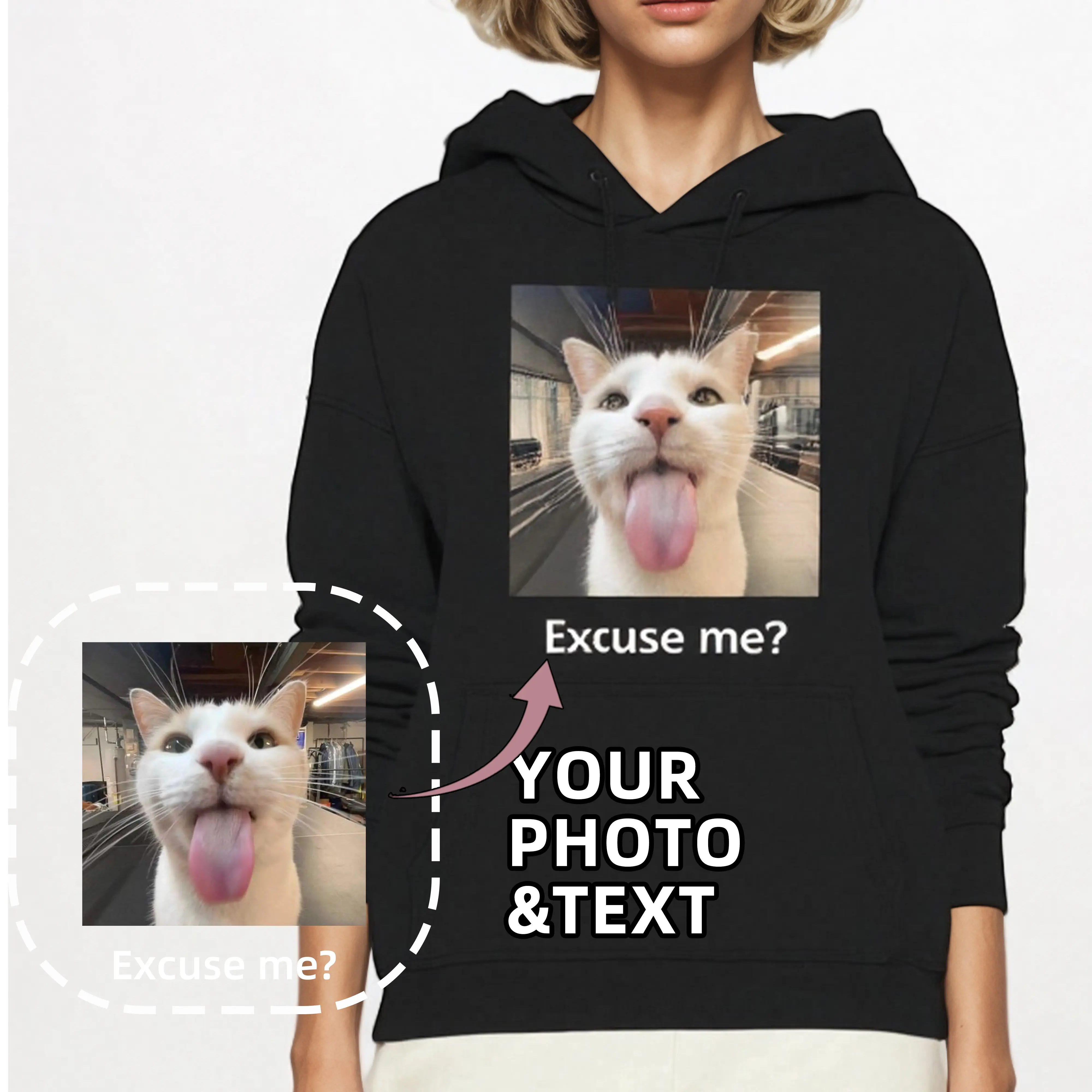 Custom Hoodie for men&women Personalized Sweatshirt Your Own design DIY print autumn winter Hooded Front & Back