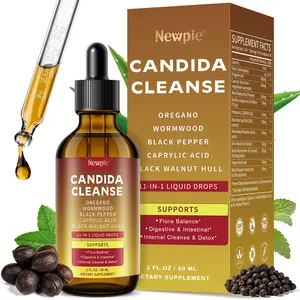 Candida Cleanse Detox for Women & Men - Gut & Parasite Cleanse with Caprylic Acid, Oregano, Black Walnut - Candida Support & Overgrowth Balance, Drops for Gut, Digestive & Immune Support (2 Fl Oz)