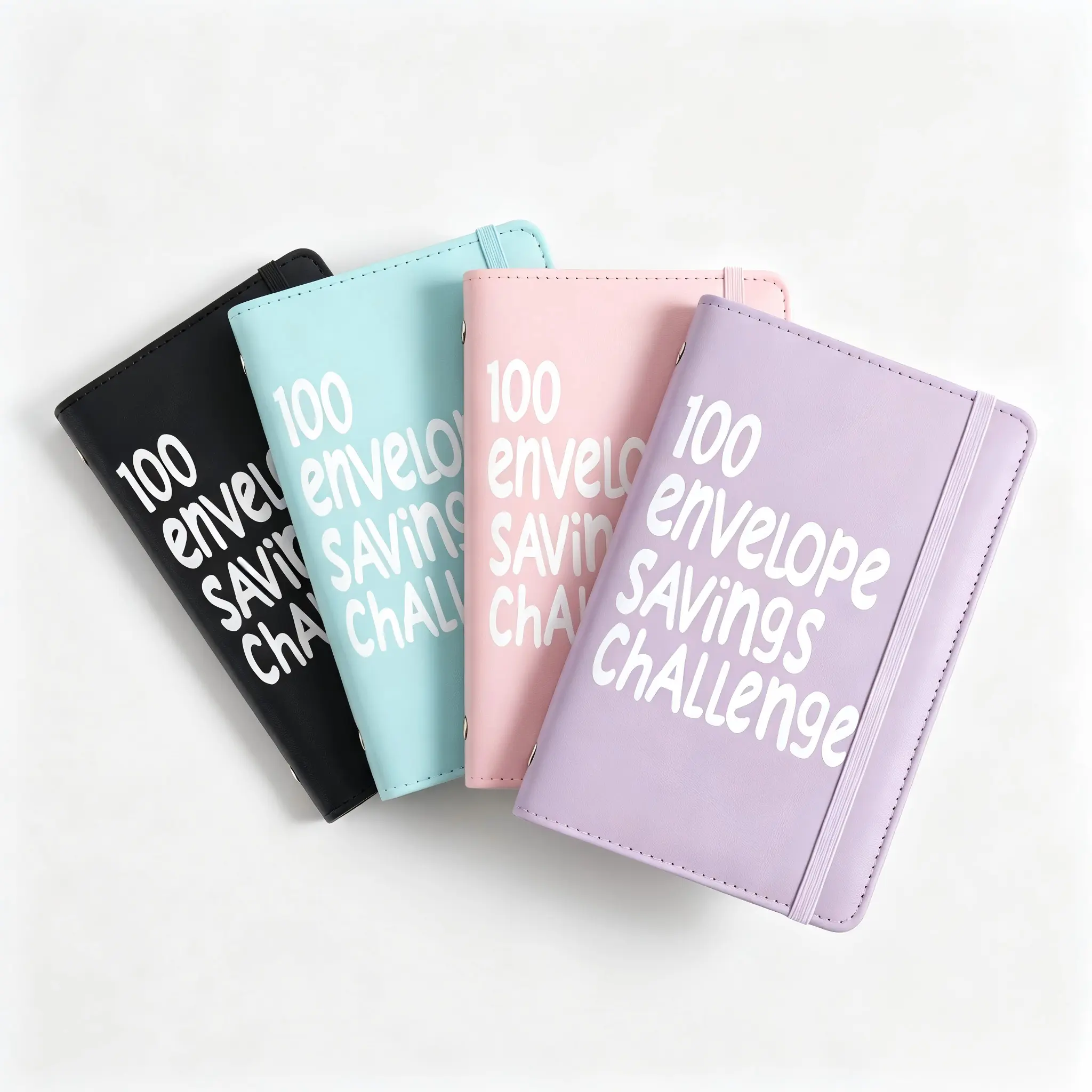 Envelope Savings Challenge Budget Binder, A6 PU Leather Cash Envelope Budget Planner Book with Money Saving Trackers, Ring Loose-Leaf Cash Organizer Notebook for Budgeting Financial Planner, 4 Colors Black / Mint Green / Pink / Lavender Purple